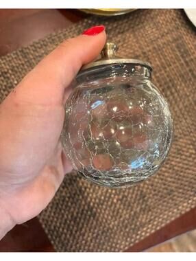 Vintage Piere one crystal crackle glass jar